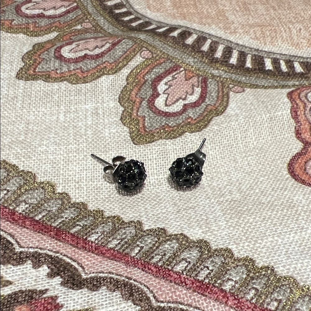 Black Beaded Stud Earrings